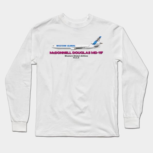 McDonnell Douglas MD-11F - Western Global Airlines Long Sleeve T-Shirt by TheArtofFlying